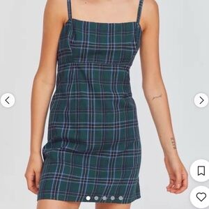 Urban Outfitters Green and Blue Plaid Mini Dress
